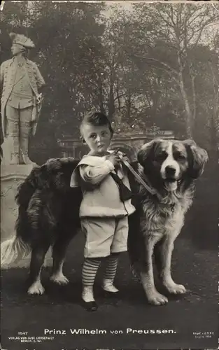 Ak Prinz Wilhelm von Preußen mit Bernhardiner, Liersch 1947