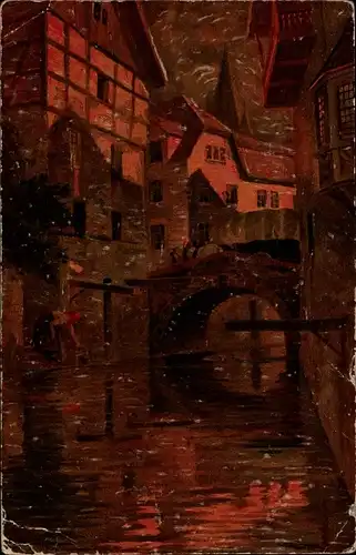 Künstler Ak Merker, W., Am Stadtbach, Ortschaft