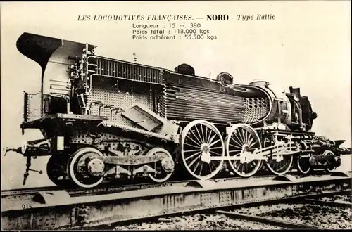 Ak Les Locomotives Francaises, Französische Eisenbahn, Dampflok, Nord, Type Baltic