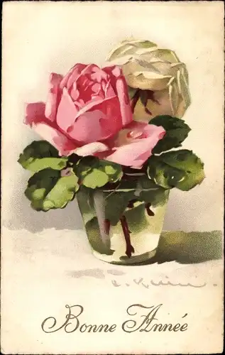 Künstler Ak Klein, Catharina, Rosen in einem Glas