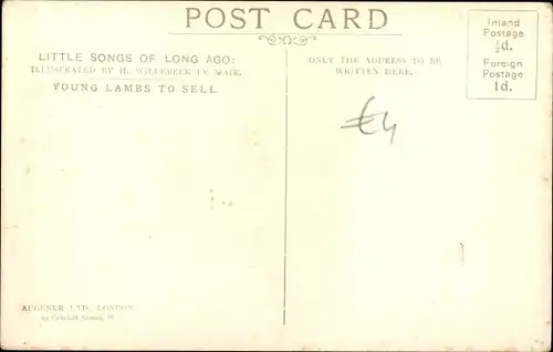 Lied Künstler Ak Willebeek Le Mair, H., Young lambs to sell, Little songs of long ago