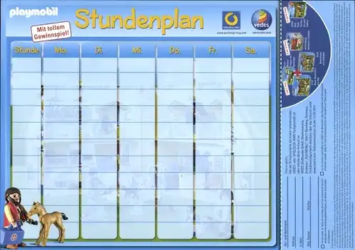 Stundenplan Playmobil Gewinnspiel, Tierarzt mit Fohlen 2011