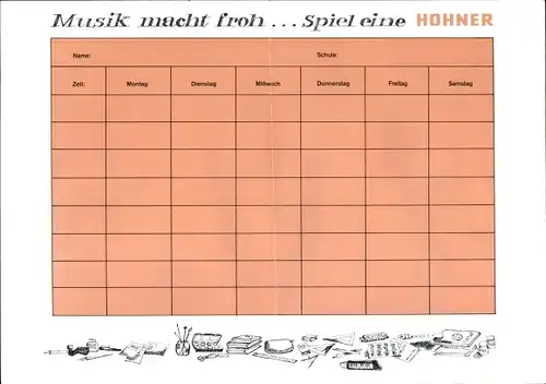 Stundenplan Hohner Musikinstrumente, Musik mach froh um 1990