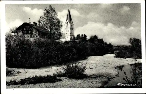 Ak Allershausen in Oberbayern, Blick auf den Ort, Kirchturm