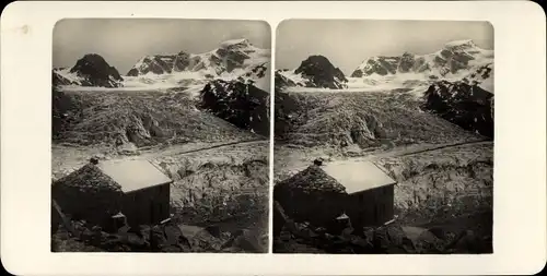 Stereo Foto Pontresina Kanton Graubünden, Persgletscher, Piz Cambrena, Bovalhütte