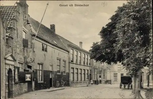 Ak Dreischor Zeeland, Straßenpartie