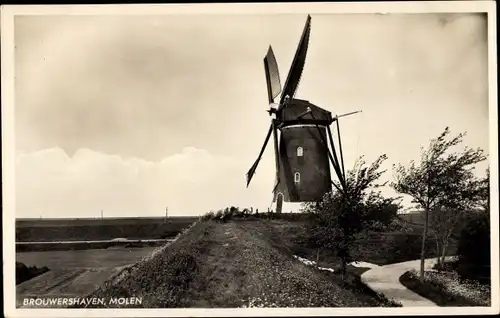 Ak Brouwershaven Zeeland, Molen
