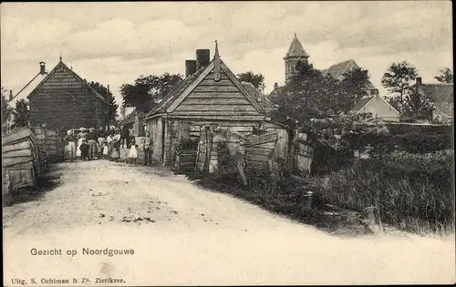 Ak Noordgouwe Zeeland Niederlande, Dorfpartie