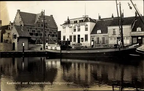 Ak Ooltgensplaat Südholland Niederlande, Kaaizicht met Gemeentehuis, Hotel Hobbel