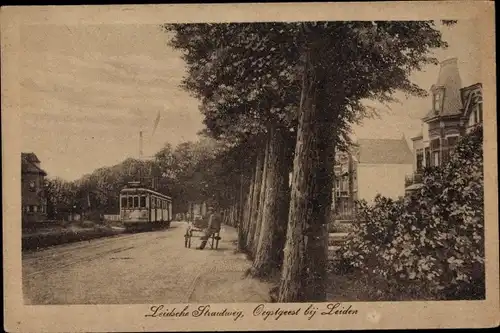 Ak Oegstgeest Südholland Niederlande, Leidsche Straatweg, Tram