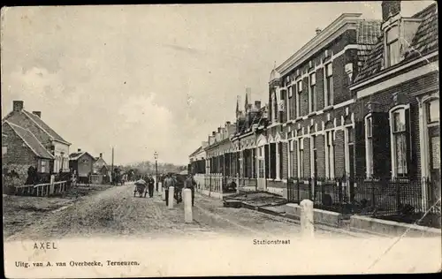 Ak Axel Zeeland Niederlande, Stationstraat