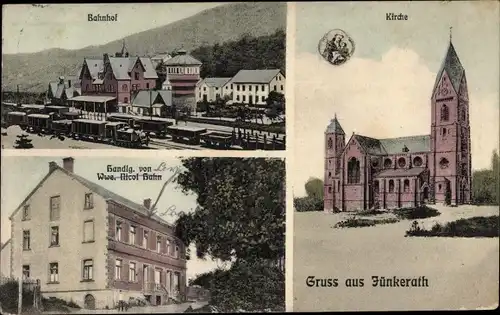 Ak Jünkerath in der Eifel, Bahnhof Gleisseite, Wasserturm, Kirche, Handlung