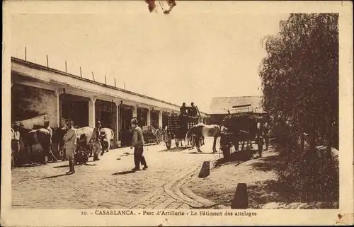 Ak Casablanca Marokko, Parc d'Artillerie, Le Batiment des attelages