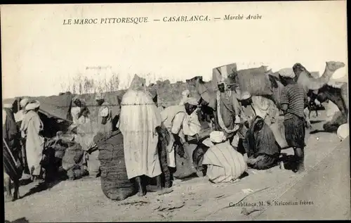 Ak Casablanca Marokko, Marche Arabe, Marktplatz, Kamel, Maghreb