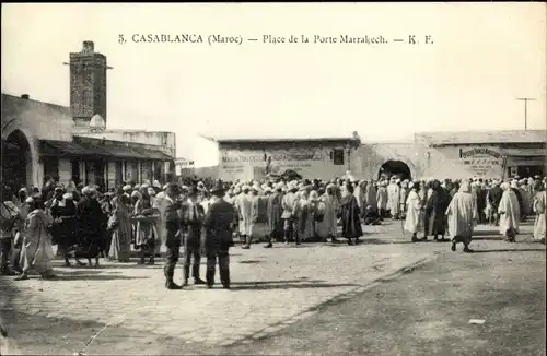 Ak Casablanca Marokko, Place de la Porte Marrakech