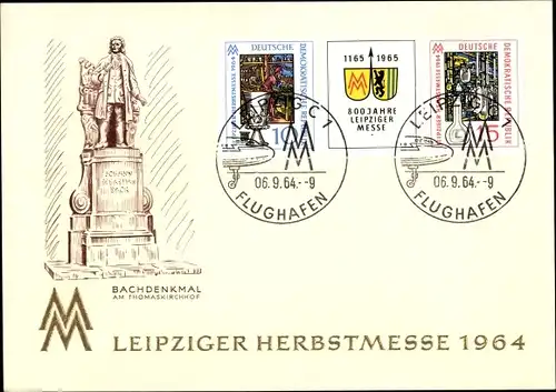 Ak Leipzig in Sachsen, Leipziger Herbstmesse 1964, Bachdenkmal am Thomaskirchhof, 1964