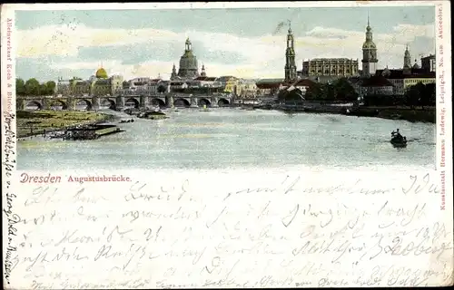 Ak Dresden, Altstadtpanorama mit Augustusbrücke