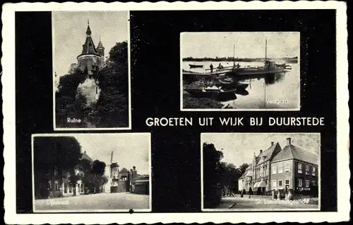 Ak Wijk bij Duurstede Utrecht, Ruine Duurstede, Dijkstraat, Veerpont