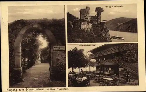 Ak Trechtingshausen am Rhein, Burg Rheinstein, Schweizerhaus