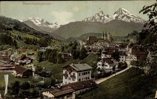 Ak Berchtesgaden in Oberbayern, Ortsansicht, Watzmann