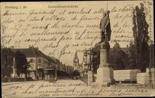 Ak Freiburg im Breisgau, Schwabentorbrücke
