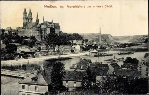 Ak Meißen an der Elbe, Kgl. Albrechtsburg und unteres Elbtal
