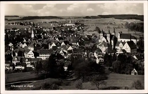 Ak Ellwangen a. Jagst, Panoramablick auf den Ort