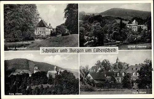 Ak Lüdenscheid im Märkischen Kreis, Schloss Neuenhof, Haus Rhade, Schloss Ödenthal, Burg Altena