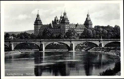 Ak Aschaffenburg in Unterfranken, Schloss, Brücke