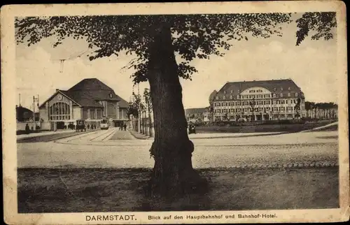 Ak Darmstadt in Hessen, Hauptbahnhof, Bahnhofhotel