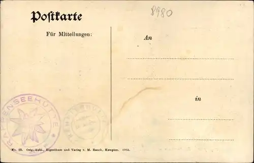 Ak Spielmannsau Oberstdorf im Oberallgäu, Berghütte mit Trettachspitze