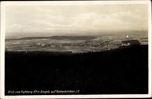 Ak Stützengrün im Erzgebirge Sachsen, Kuhberg, Blick vom Berg auf Rothenkirchen i.V.