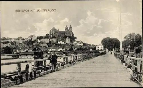 Ak Breisach am Oberrhein, Schiffbrücke