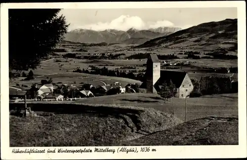 Ak Mittelberg bayr. Allgäu, Panorama, Kirche