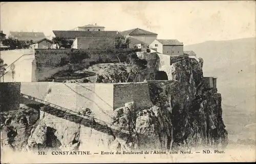 Ak Constantine Algerien, Entree du Boulevard de l'Abime, cote Nord