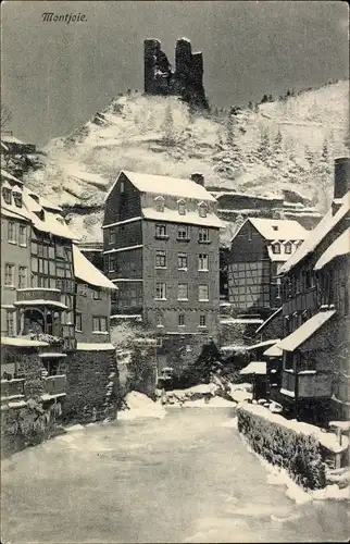 Ak Monschau Montjoie in der Eifel, Winteransicht, Ruine