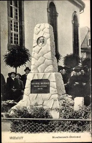 Ak Willstätt, Moscherosch Denkmal, Personen