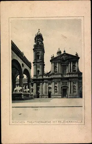 Ak München, Theatinerkirche mit Feldherrnhalle