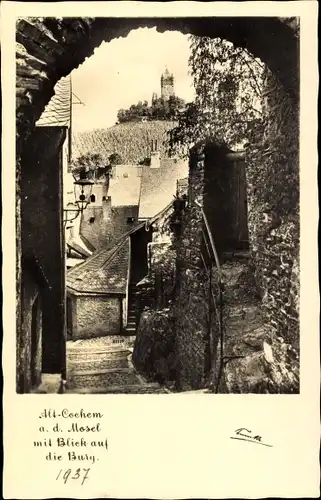 Ak Cochem an der Mosel, Alt-Cochem mit Blick auf die Burg