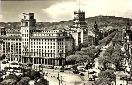 Ak Barcelona Katalonien Spanien, Paseo de Gracia, Plaza de Cataluna