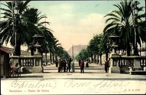 Ak Barcelona Katalonien Spanien, Paseo de Colon, Vista parcial
