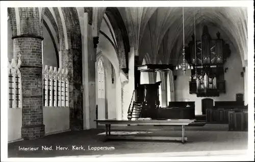 Ak Loppersum Groningen, Interieur Ned. Herv. Kerk