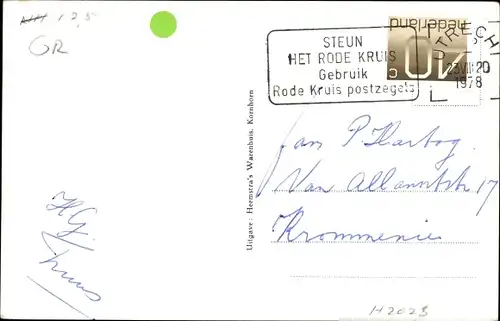 Ak Kornhorn Groningen Niederlande, Kirche, Schule, Straßenpartie