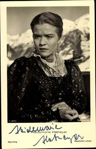 Ak Schauspielerin Heidemarie Hatheyer, Tobis Film, Portrait, Autogramm