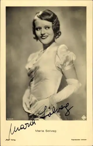 Ak Schauspielerin Maria Solveg, Portrait, Autogramm