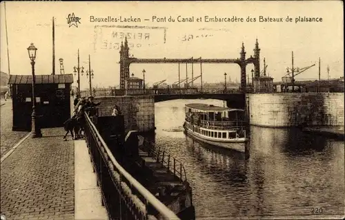 Ak Laeken Bruxelles Brüssel, Pont du Canal et Embarcadere des Bateaux de plaisance