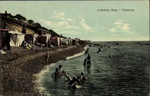 Ak Folkestone Kent England, A Bathing Place