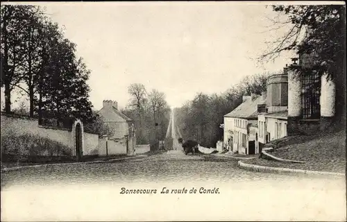 Ak Bon Secours Bonsecours Péruwelz Hennegau, La Route de Conde