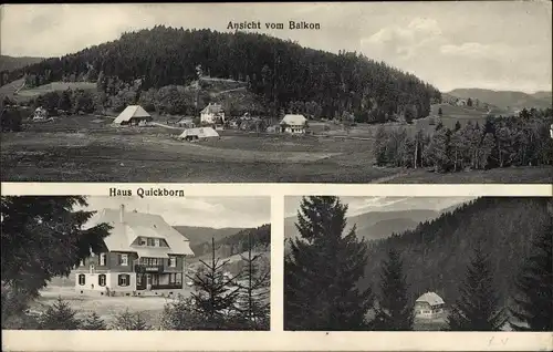 Ak Hinterzarten im Schwarzwald, Pension Haus Quickborn, Blick auf den Ort