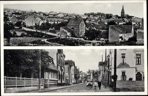 Ak Plaidt Kreis Mayen, Bahnhofstraße mit Apotheke, Totalansicht